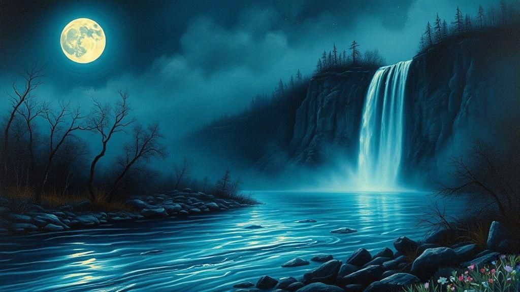 Moon River in Fluorescent Impasto Style