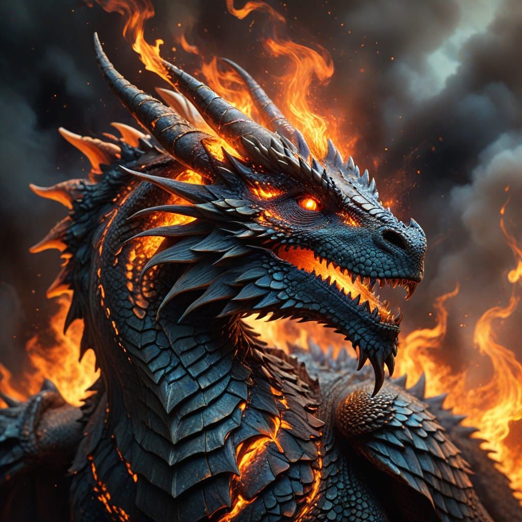 Detailed Digital Painting of Fire-Breathing Typhon