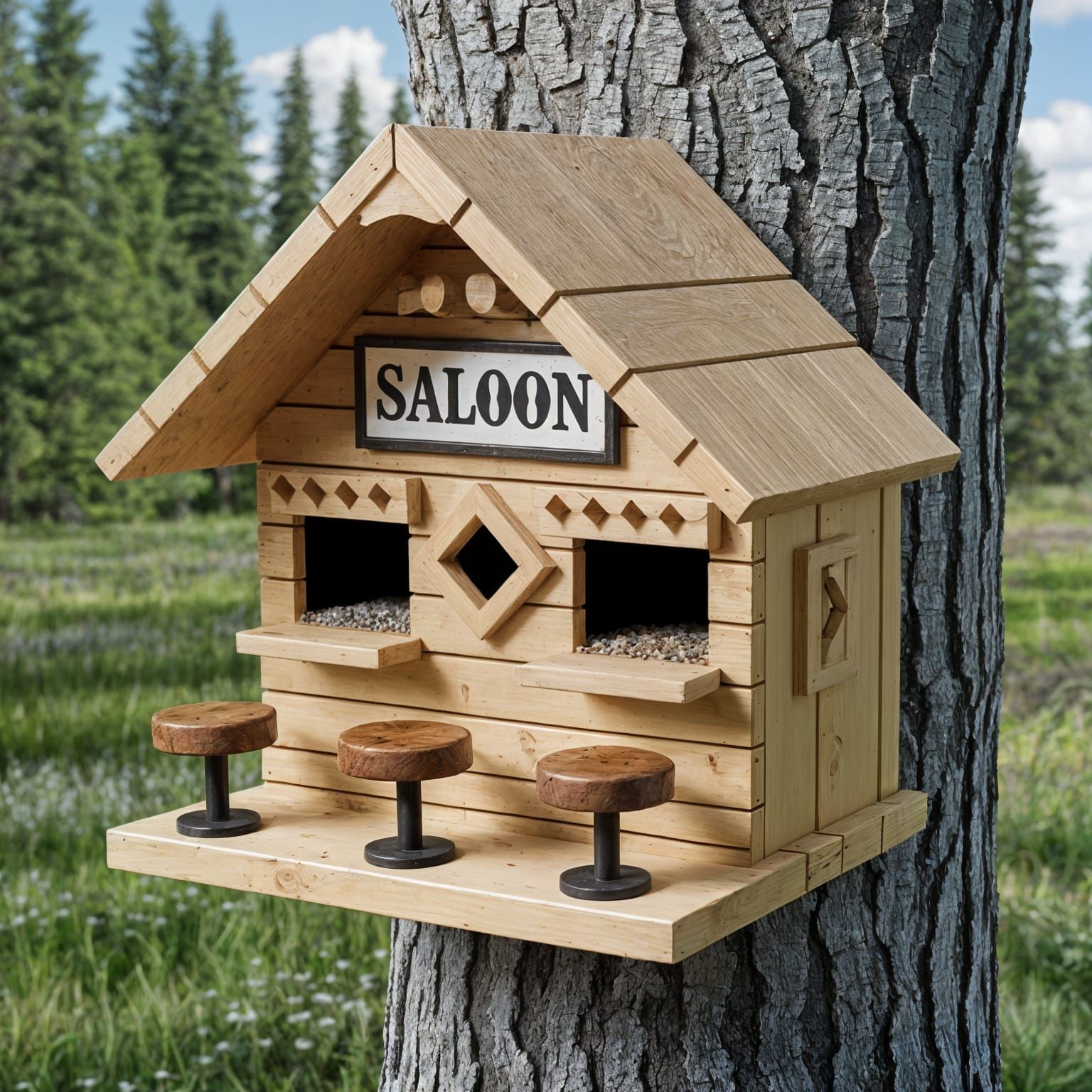 Rustic Saloon Birdhouse: A Western-Themed Feeder