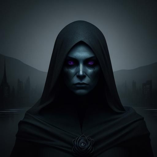 Mysterious Woman in Dark Cityscape: Surreal Digital Art