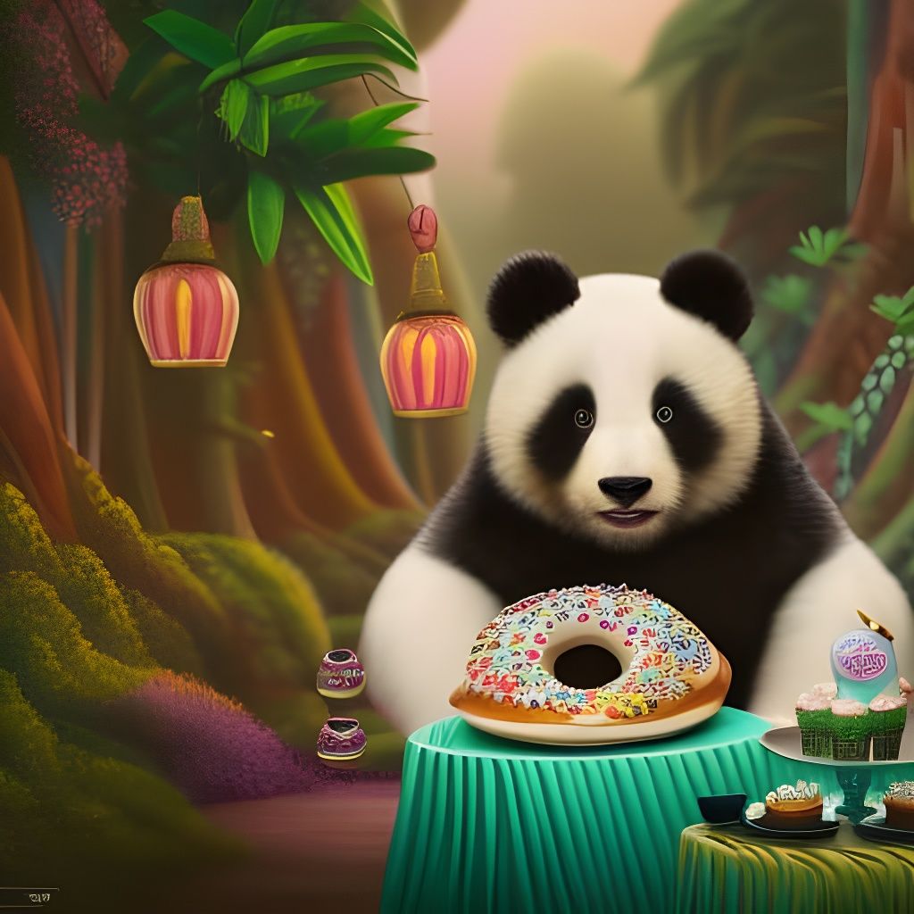 Panda with donut