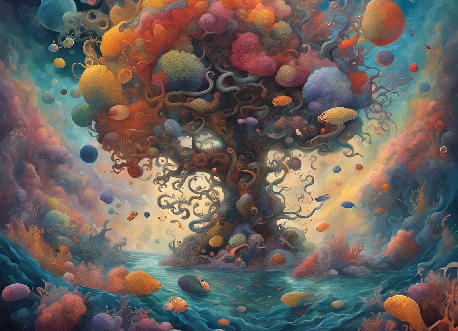 Cosmic Coral Reef: Tentacle Tree in Hyperrealism