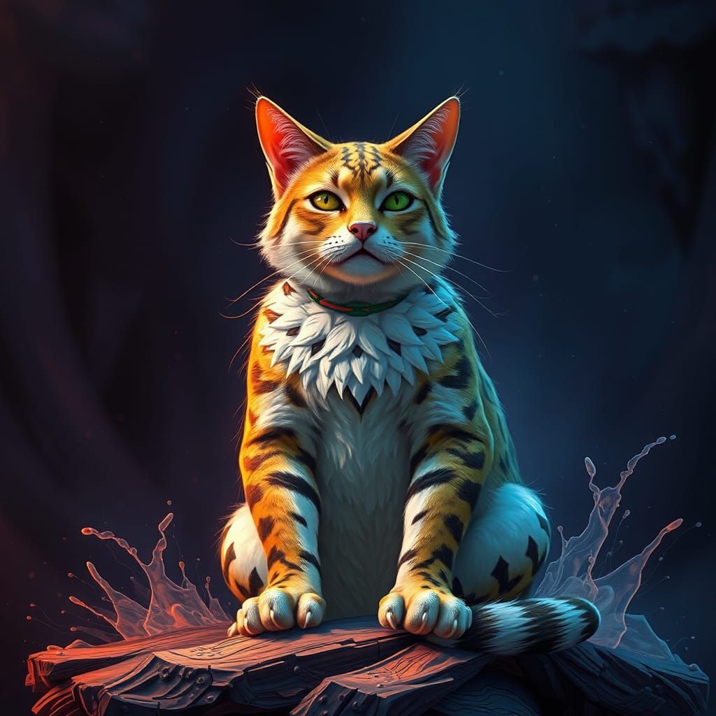 Meditating Cat in Lotus Position: Fantasy Art