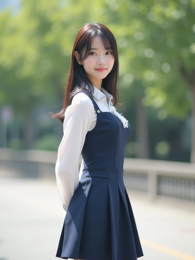 Japanese Schoolgirl Uniform with Unique Blouse Design