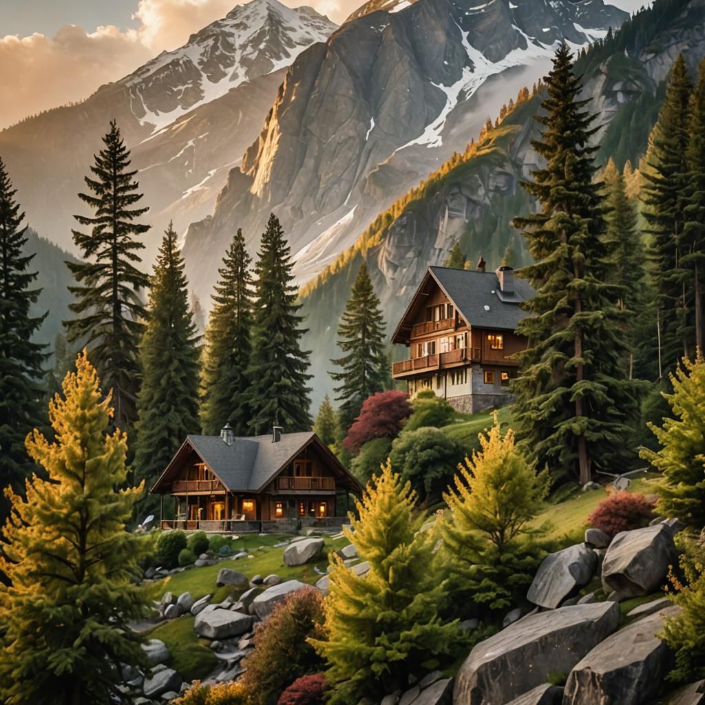 Majestic Mountain Landscape at Golden Hour