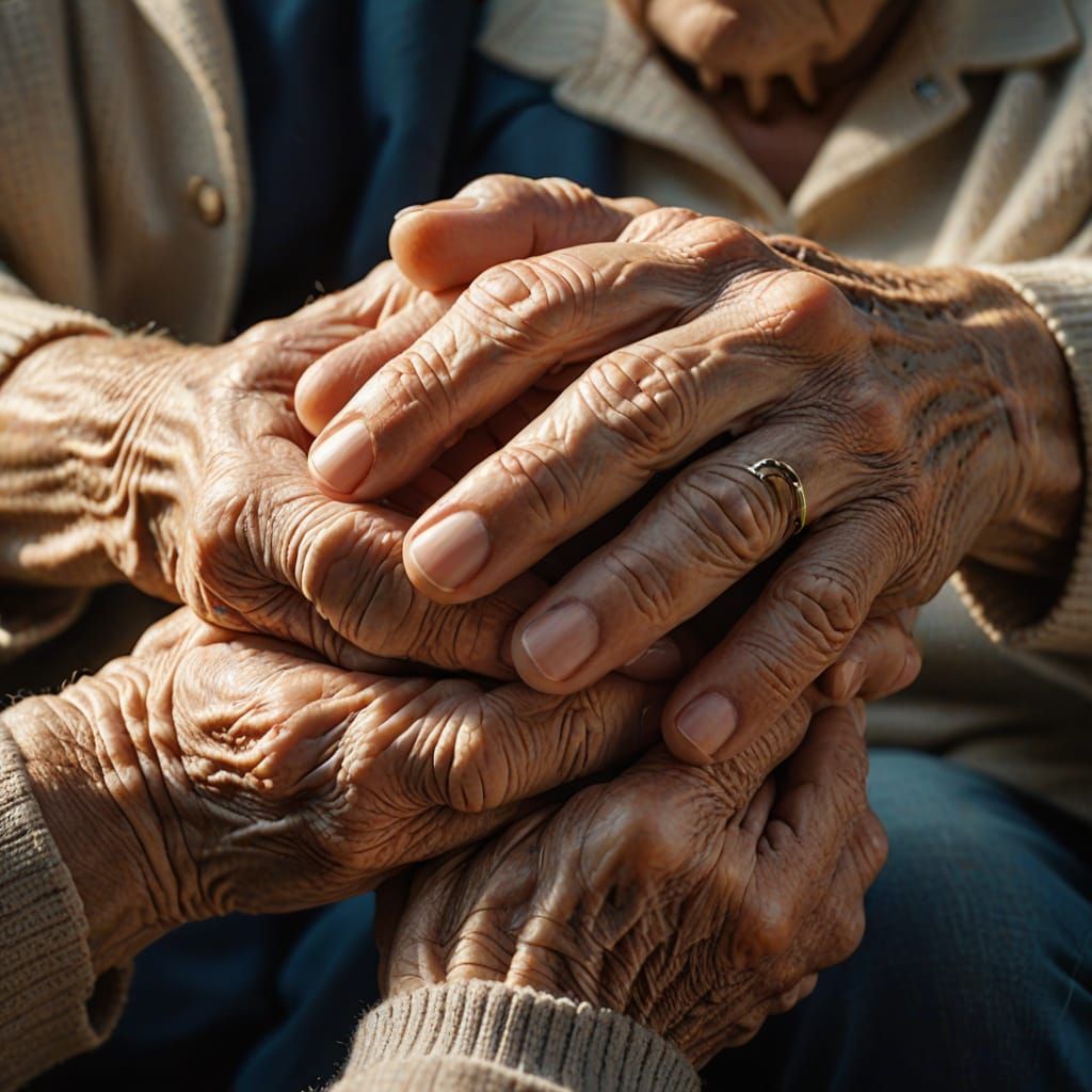 Heartwarming Close-Up of Elderly Hands