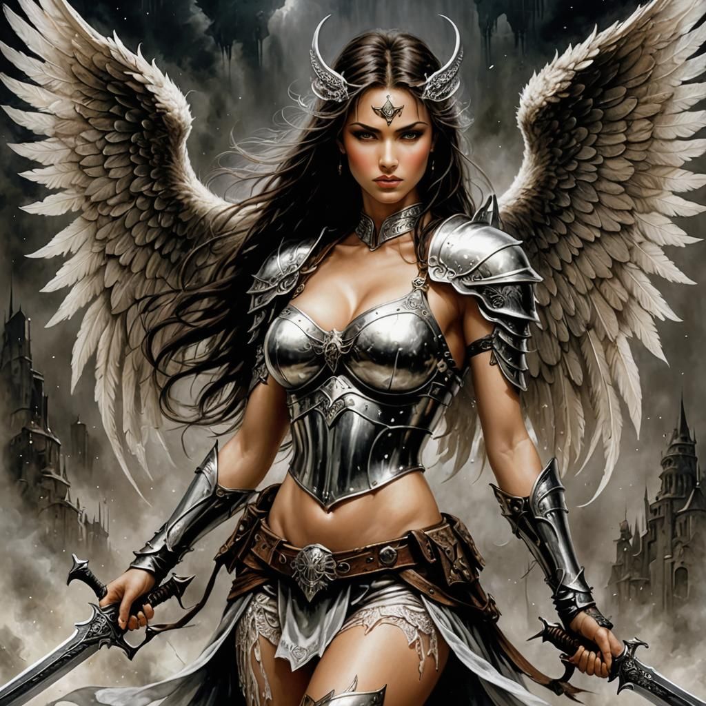 Female Angel Warrior in Luis Royo Style