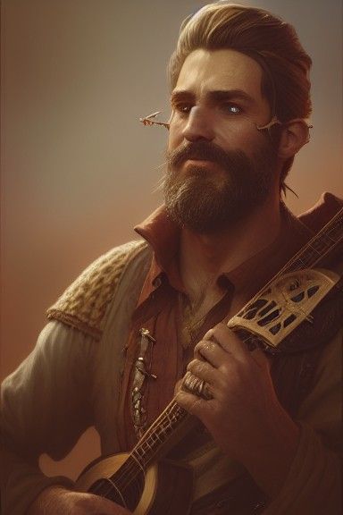 Rugged Bard in Heroic Fantasy Portrait