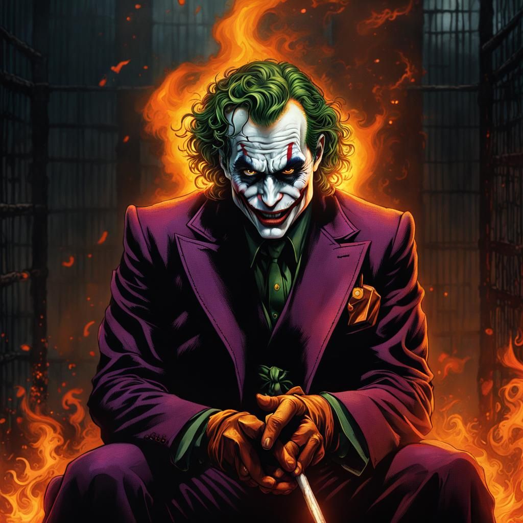 Joker in Prison: Klimt-Inspired Digital Art