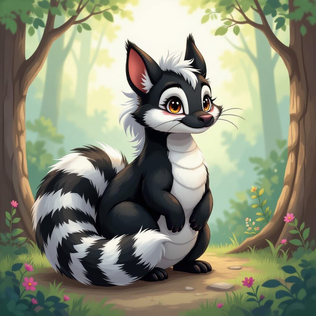 Dragon-Skunk Hybrid in Gouache Style