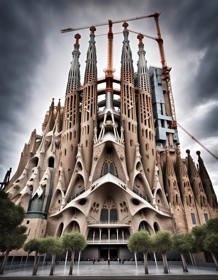Sagrada Familia-Inspired Cathedral Exterior in High Definiti...