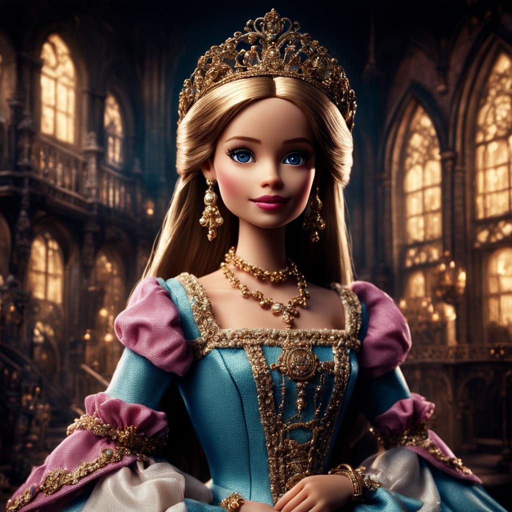 Hyperrealistic Cinematic Portrait of Barbie Princess and the...