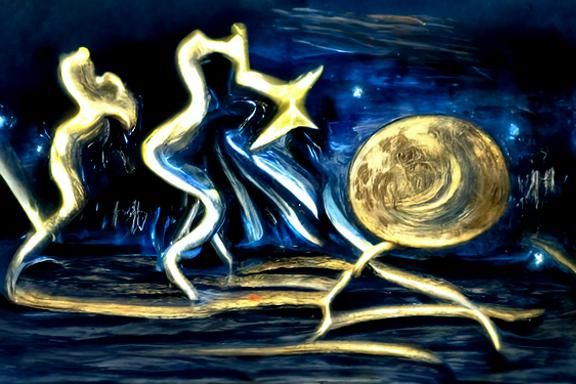 Moonlit Journey of Dancing Stars in Gothic Art