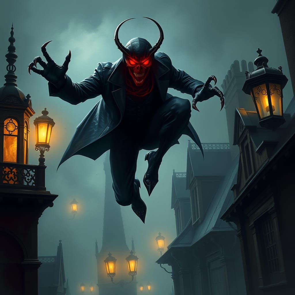 Spring-Heeled Jack Leaps Through Foggy Victorian London