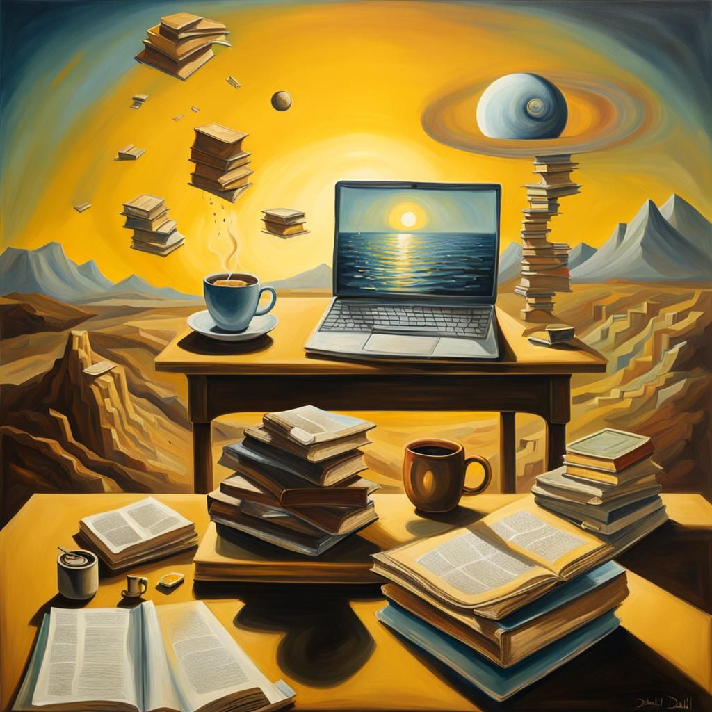 Surreal Desk Still Life in Salvador Dali Style