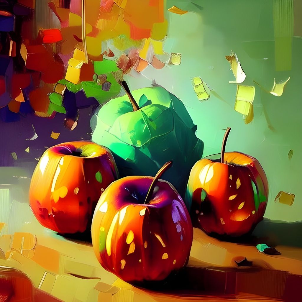 Detailed Oil Painting of Halloween Caramel Apples