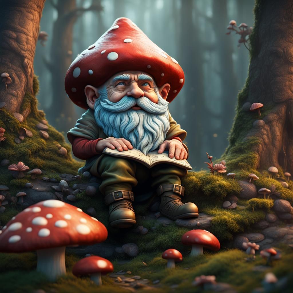 Sleepy Gnome's Mushroom Dream: Fantasy Concept Art