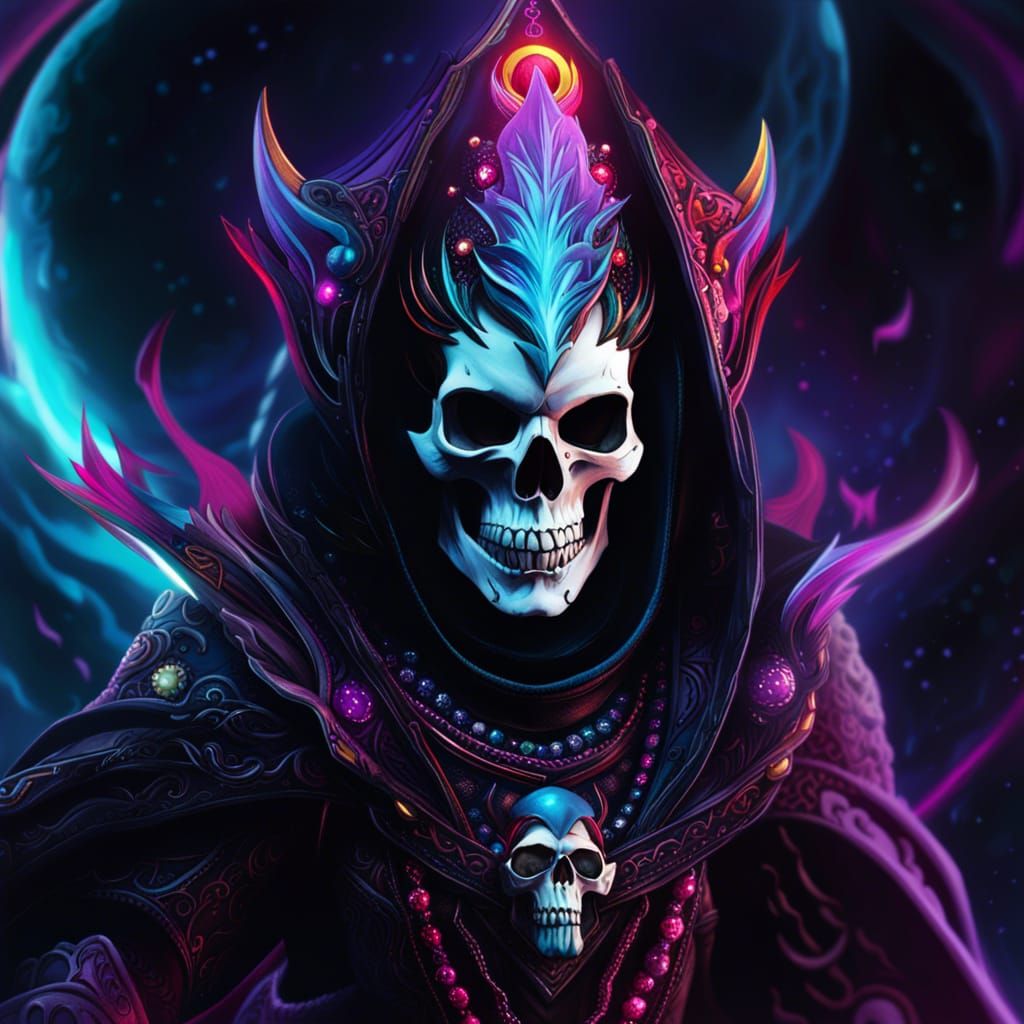 Cosmic Necromancer in Space: Splash Art Masterpiece