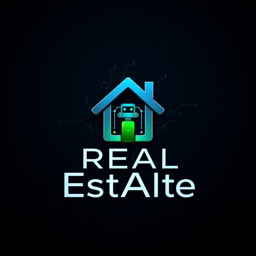 Modern AI Real Estate Logo Design in Metallic Colors
