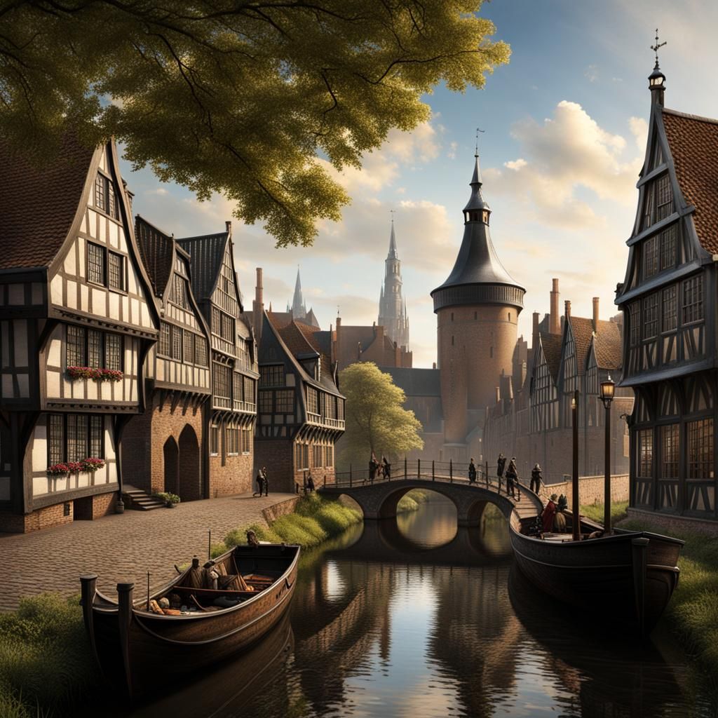 Amersfoort in the Middle Ages: Detailed Matte Painting