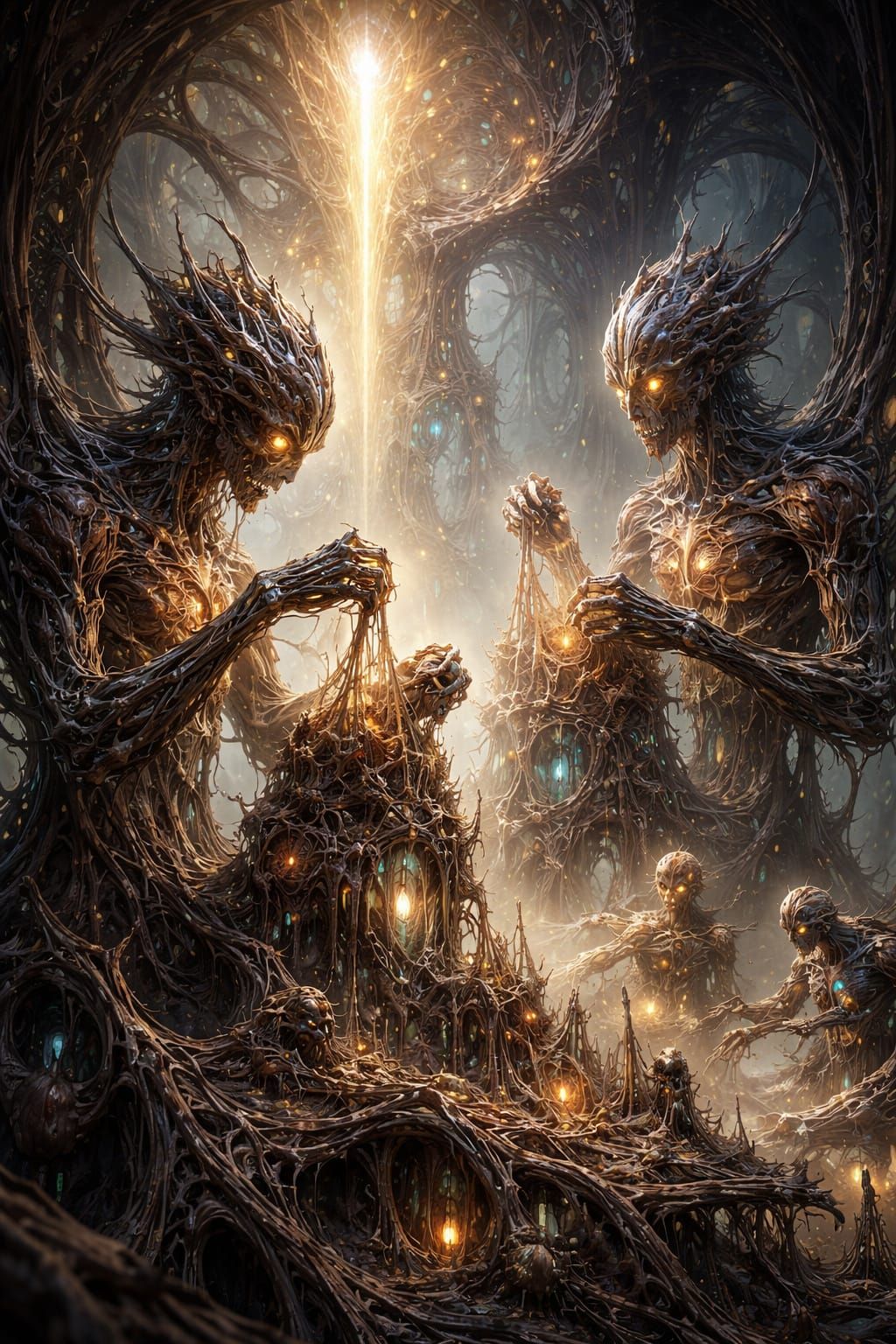 Surreal Organic Constructors in Dramatic Lighting