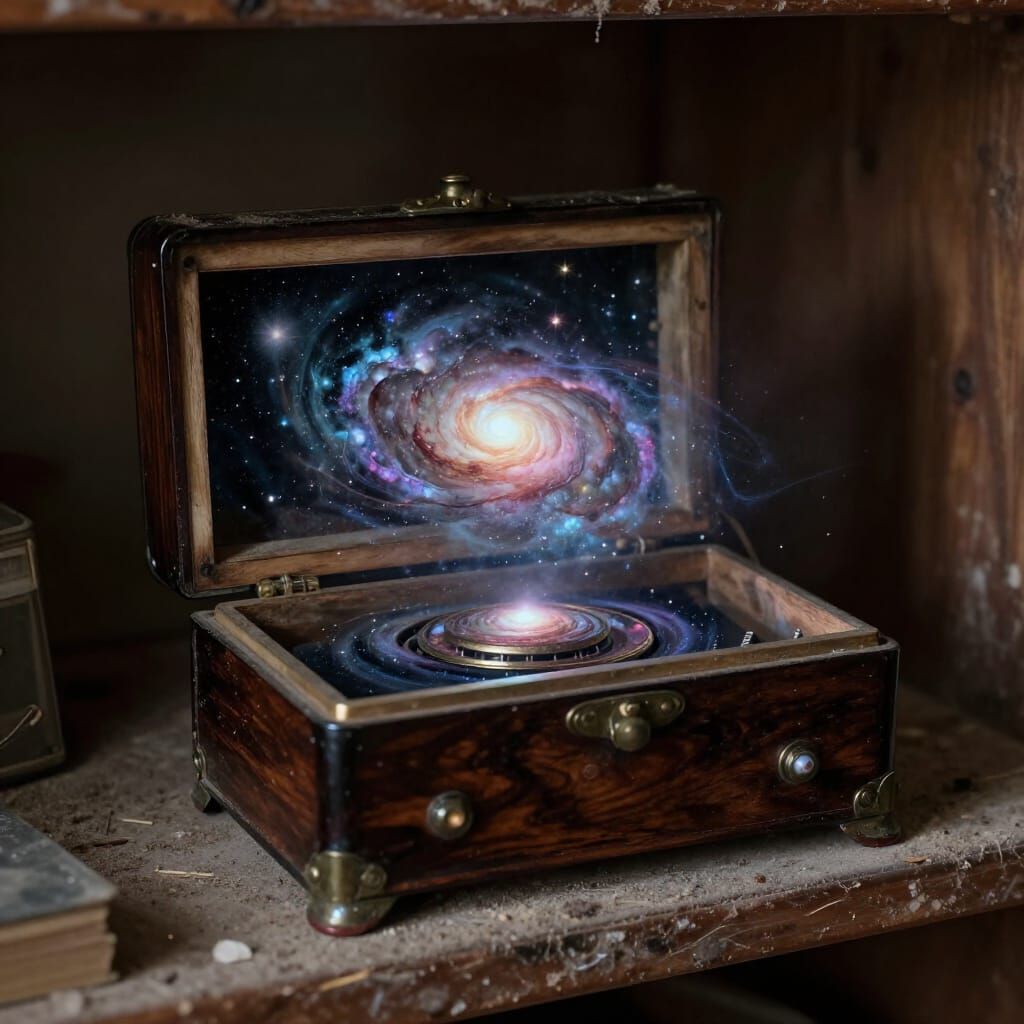 Antique Music Box Projects a Swirling Galaxy