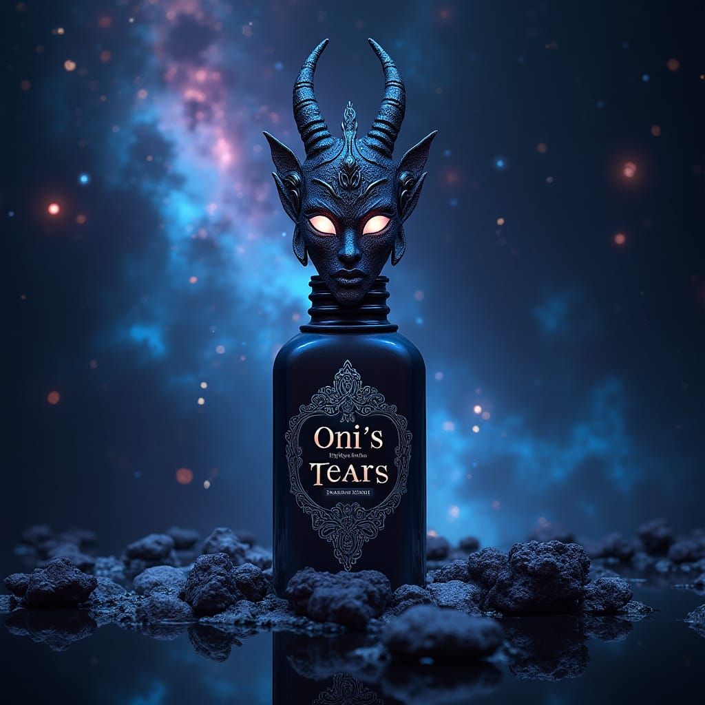 Luxurious Oni Mask Beauty Serum in Gothic Space Aesthetic