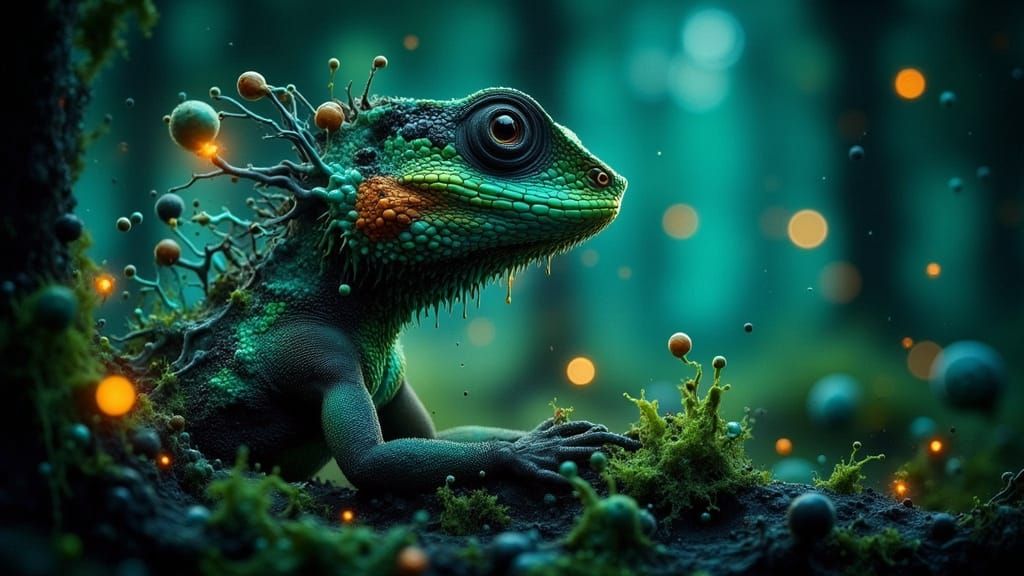 Alien Creature in Bioluminescent Forest