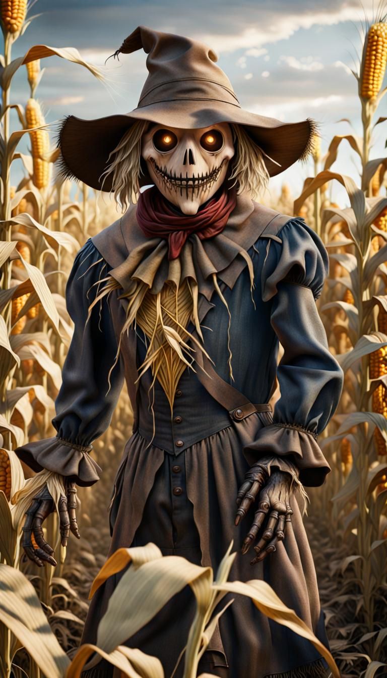 Scarecrow Lurking in Cornfield: Matte Painting