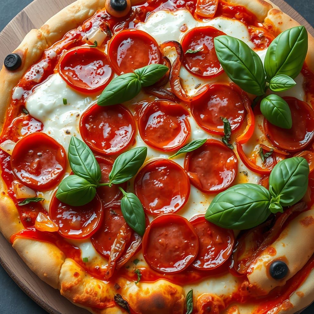 Vibrant Pizza Masterpiece with Bold Brushstrokes