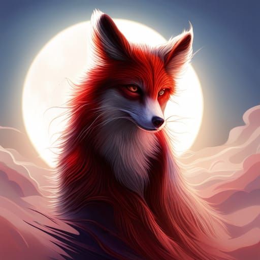 Hyperrealistic Kitsune Splash Art: Detailed Fox Spirit