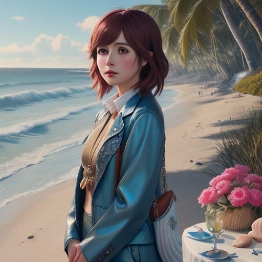 Seashell Vendor Portrait in Fairycore Style