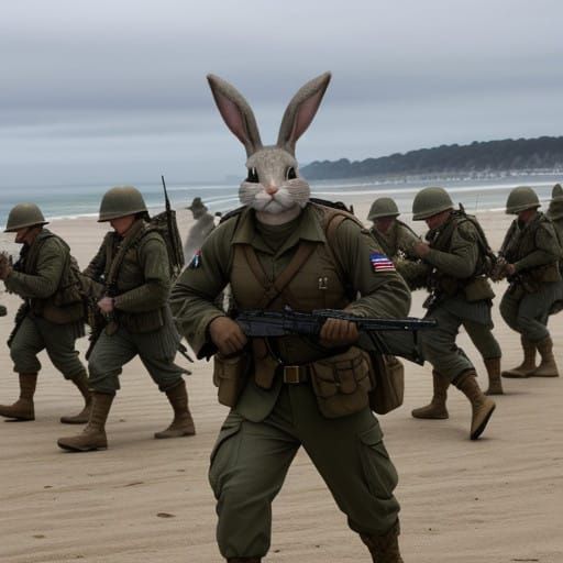 Warrior Bunny on Omaha Beach
