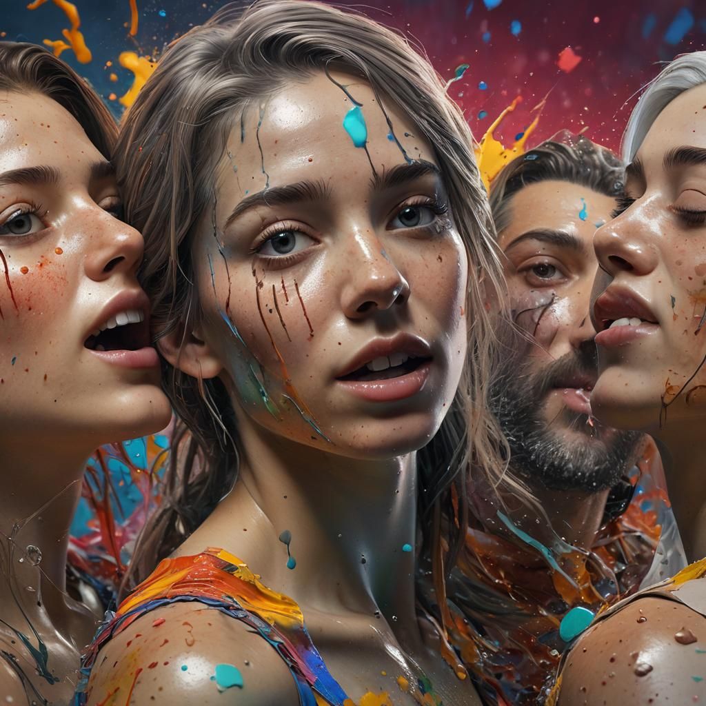 Hyperrealistic Mages in Colorful Splash Art Style