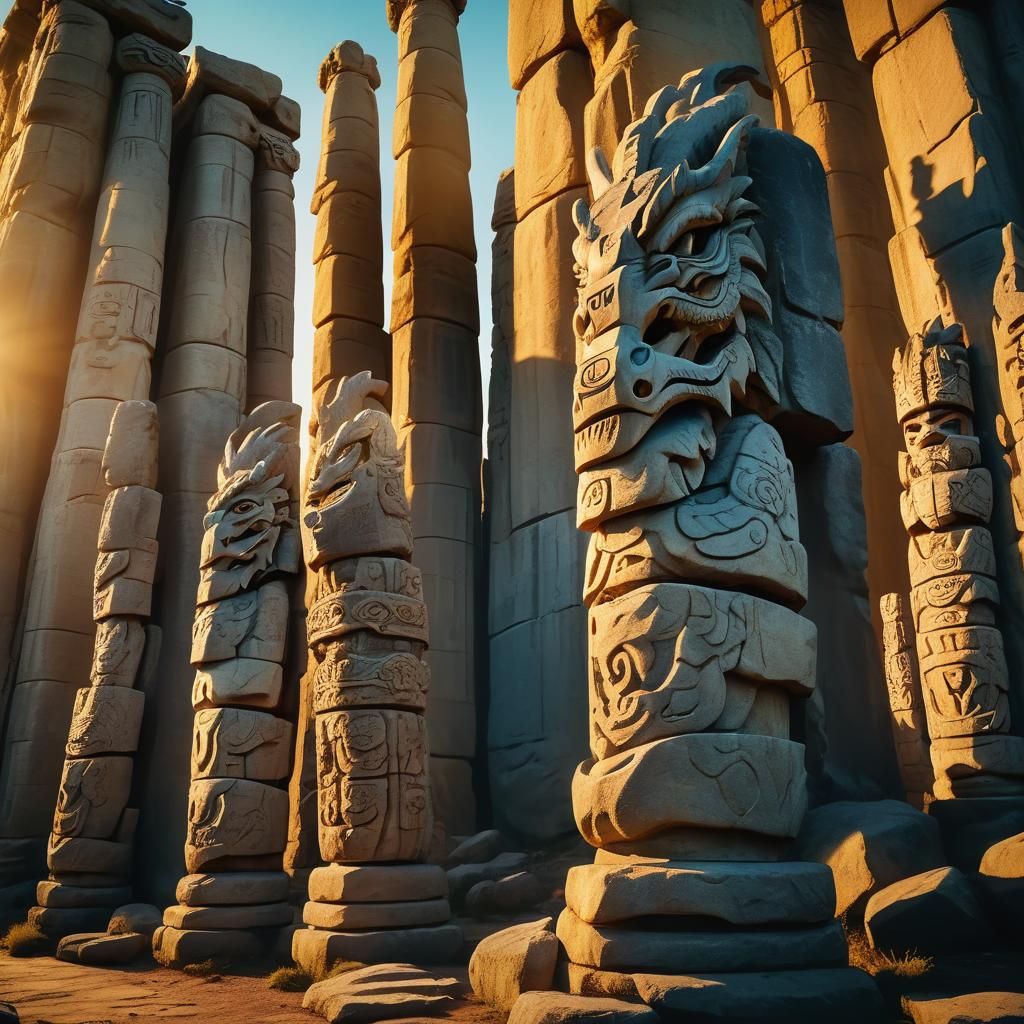 Epic Dragon Pillars in Golden Sunset Light
