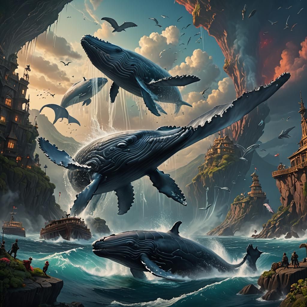 Fantastical Whale World in Detailed Matte Painting