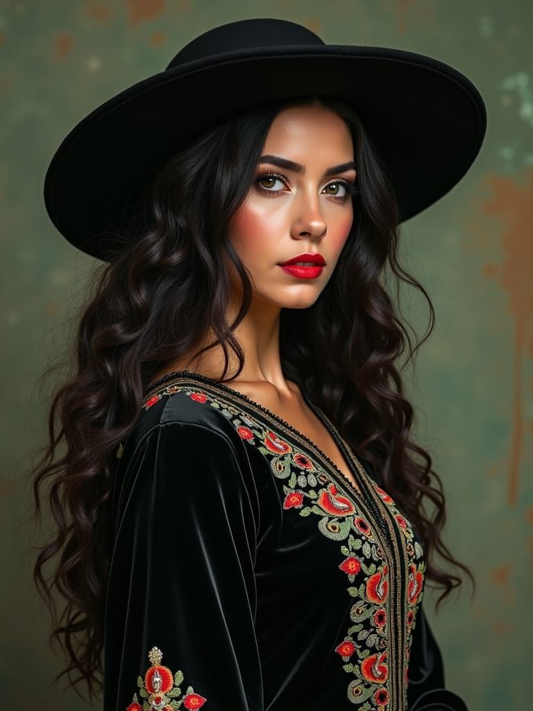Palestinian Woman Portrait in Dark Fantasy Style