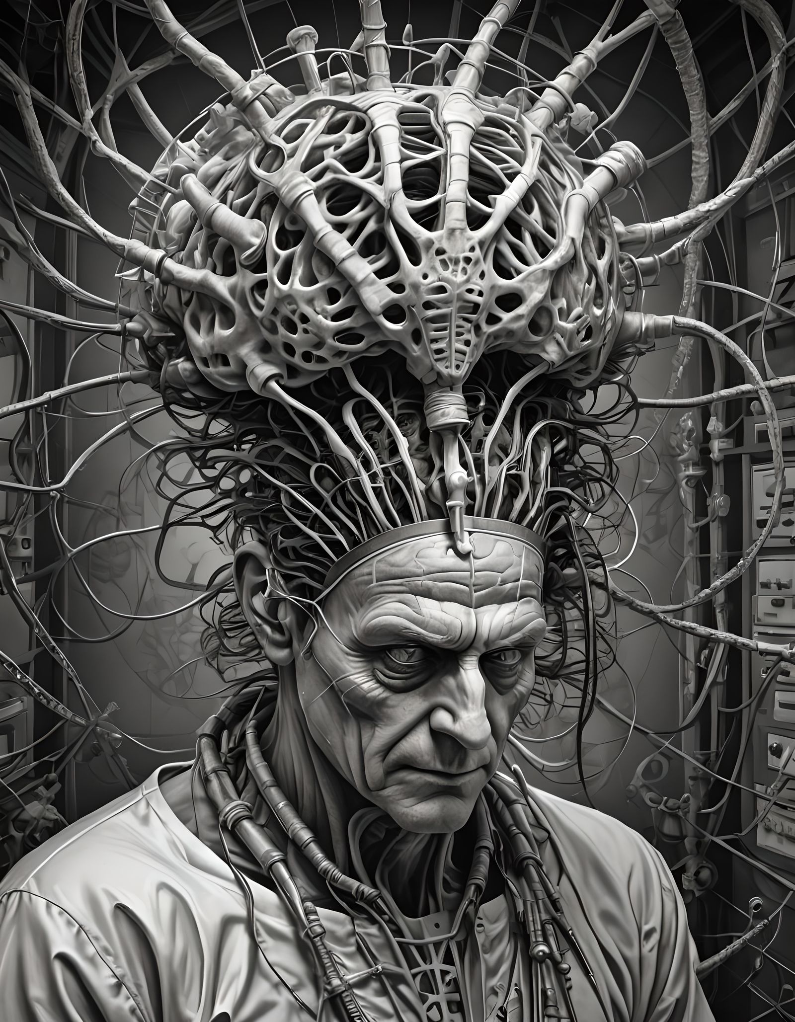 Achromic Contortionist Brain Surgeon in Pencil Drawing Style