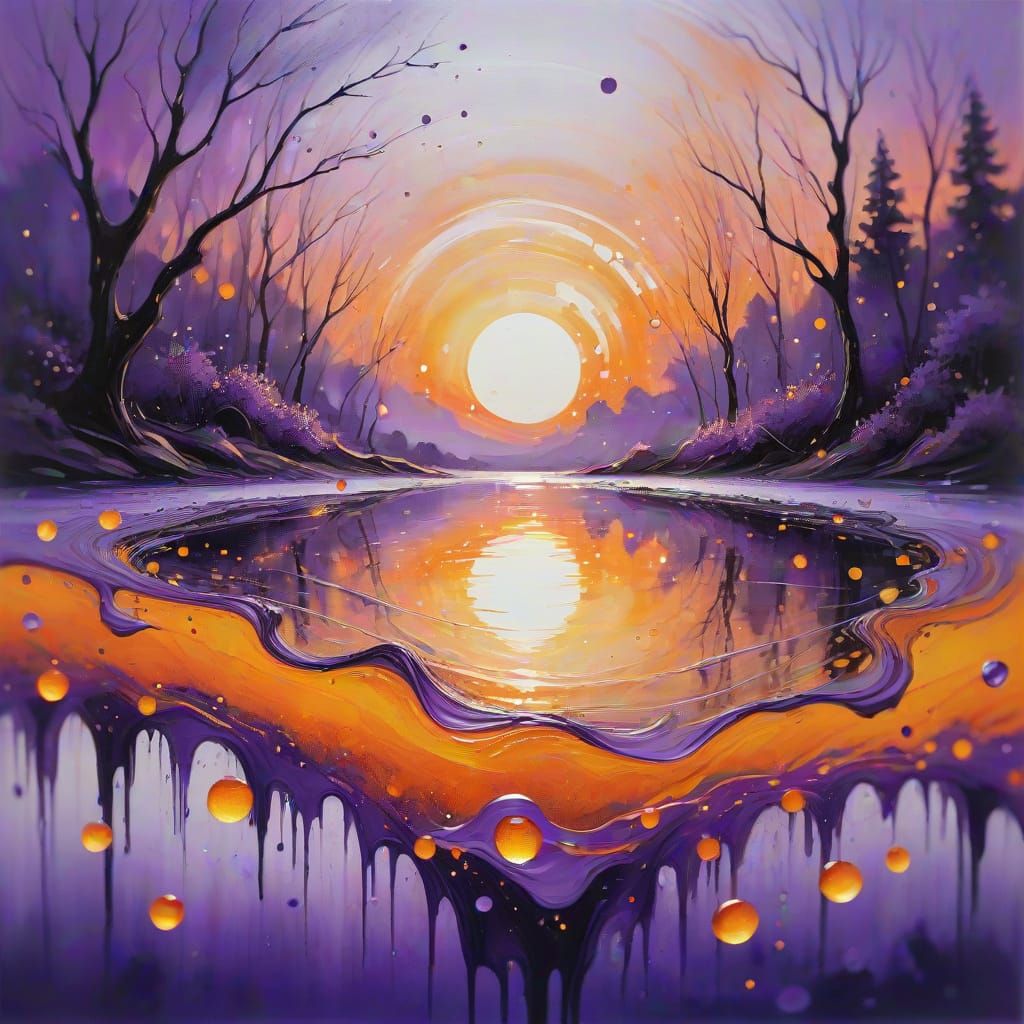 Ethereal Sunset Dreamscapes in Vibrant Acrylic