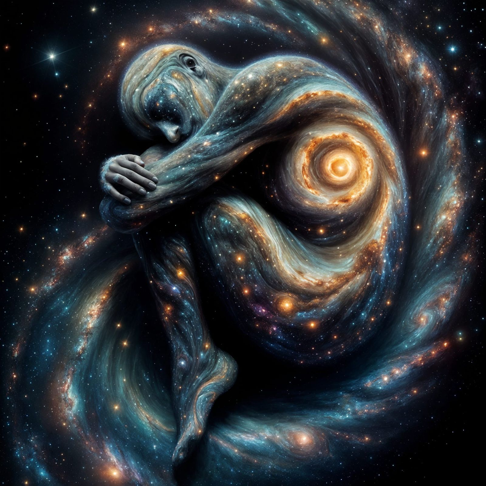 Celestial Human Form Evokes Cosmic Wonders