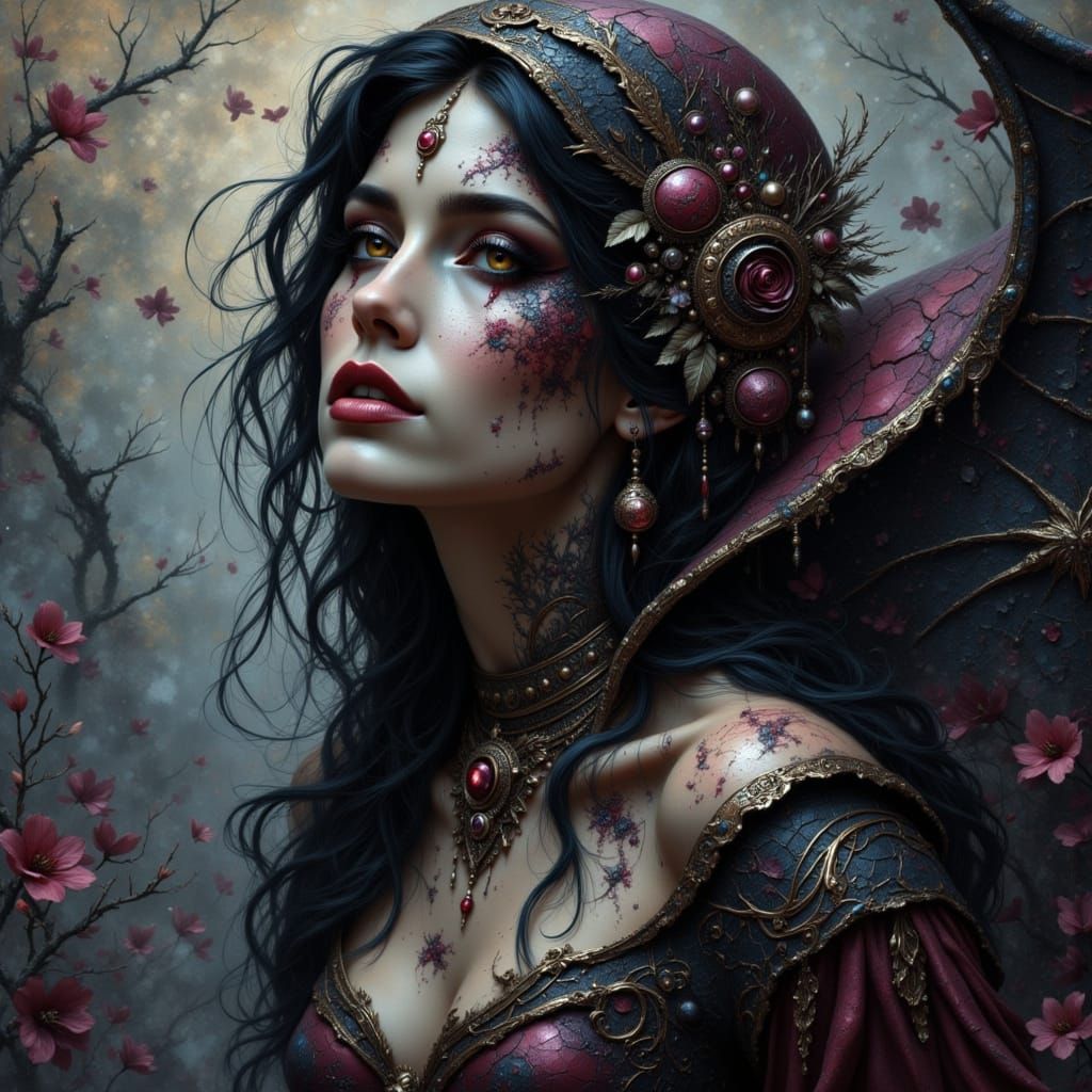 Ethereal Vampire Goddess in Vibrant Digital Art