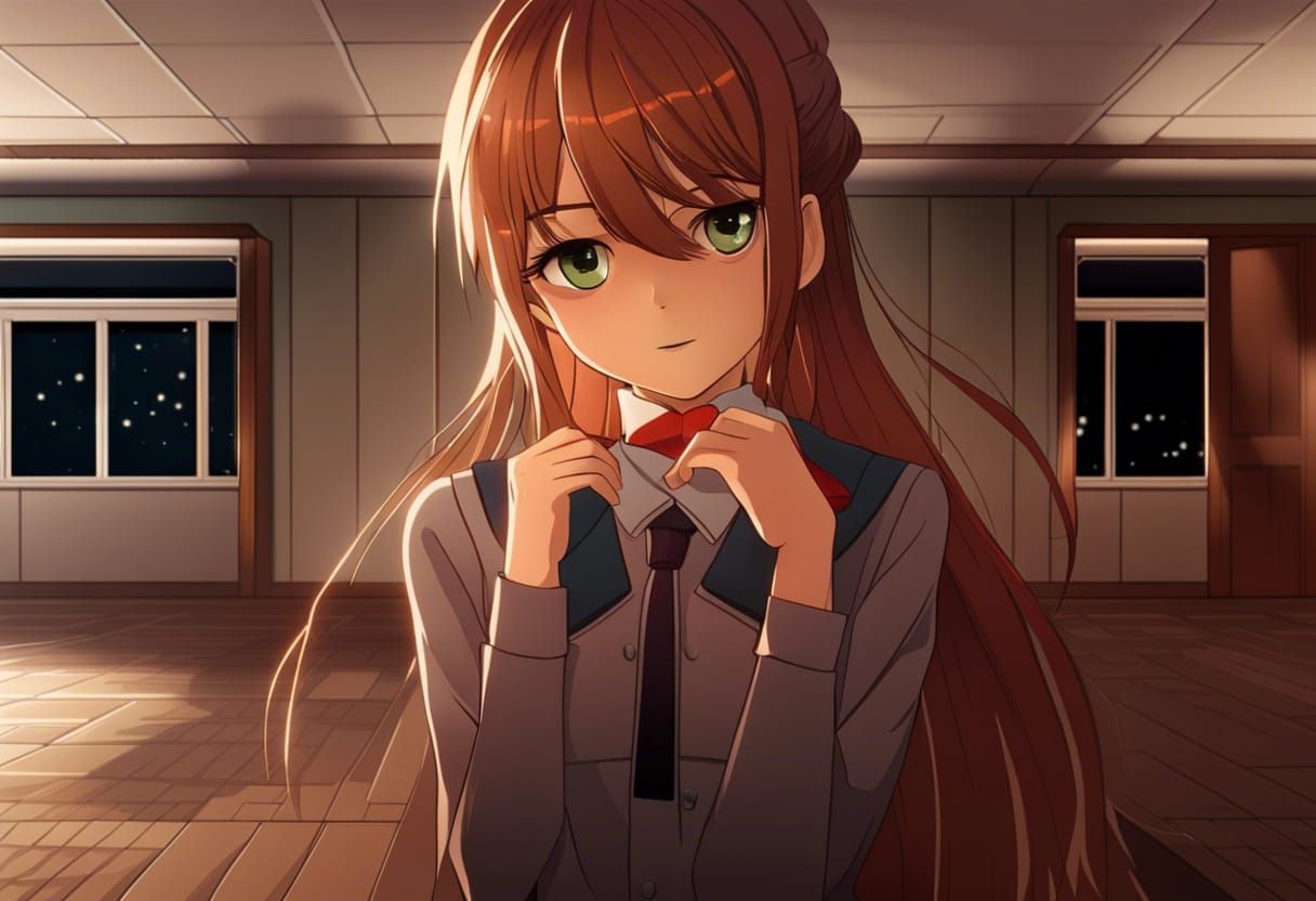 Anime Girl with Emerald Eyes and School Uniform