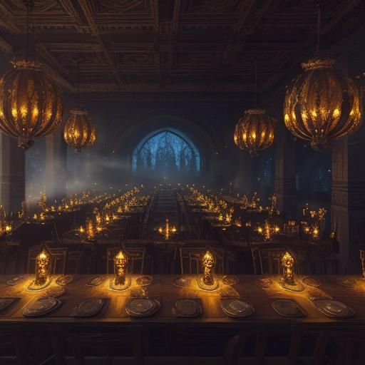 Mystical Restaurant Table Laden with Smoked Meats