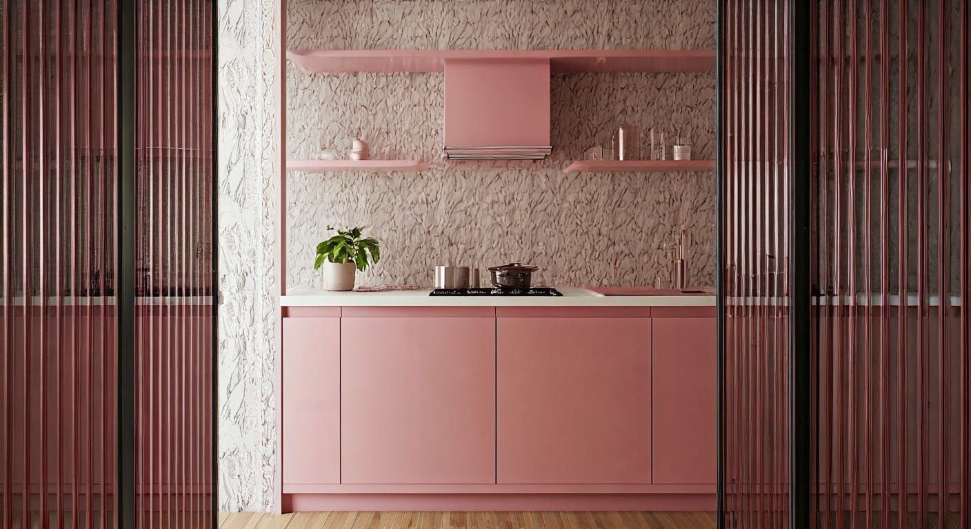 Space Age Glass Pantry with Heron Wallpaper