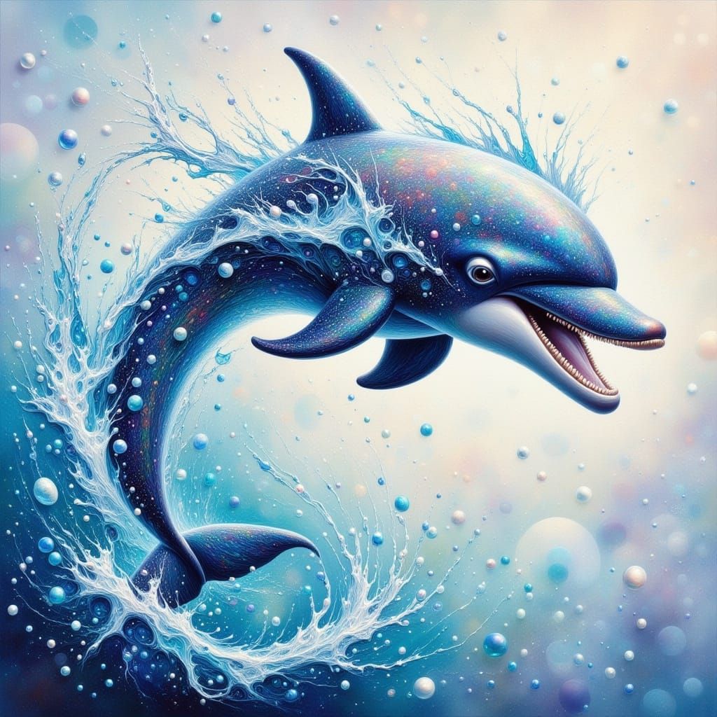 Whimsical Dolphin in Vibrant Abstract Art