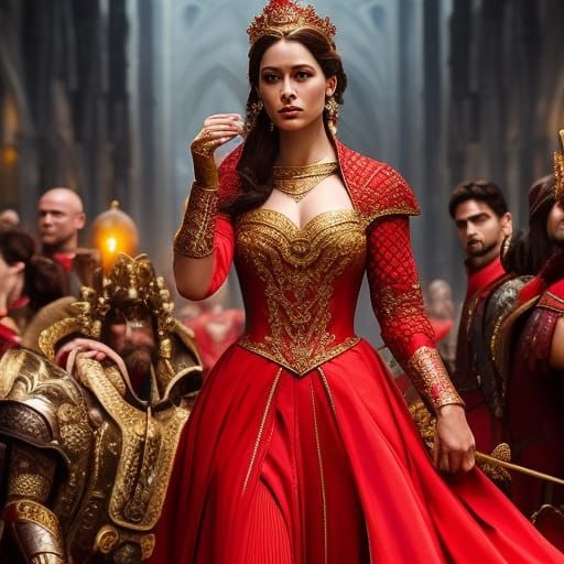 Medieval Queen Coronation in a Digital Art Style