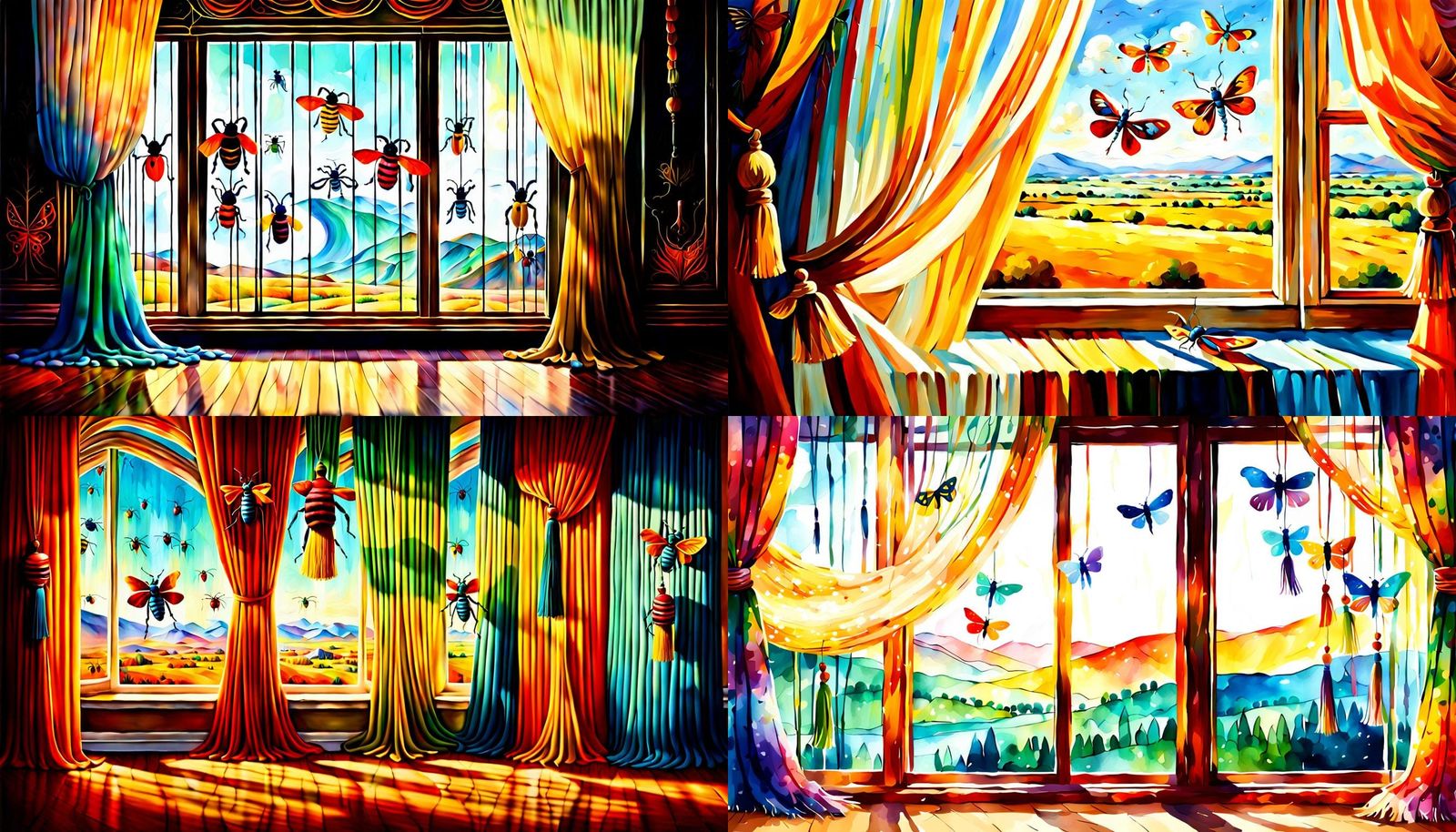 Insect Tassels Adorn Beautiful Curtains with Scenic View