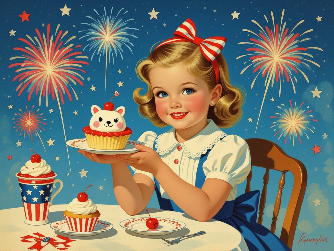 Fourth of July Celebration in Retro Pin-Up Style