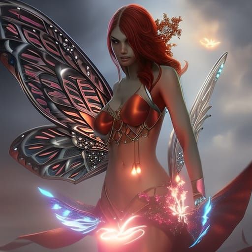 Butterfly Woman in Ethereal Light: Digital Concept Art