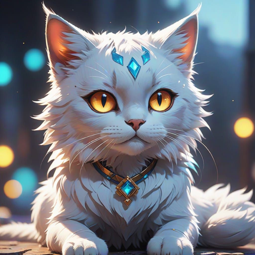 Diamond Cat in Vibrant 3D Anime Style